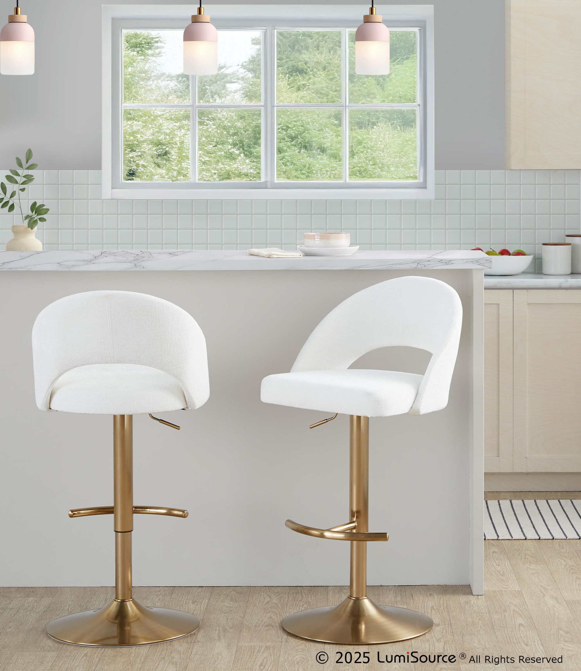 Renee Upholstered Adjustable Barstool - Set Of 2